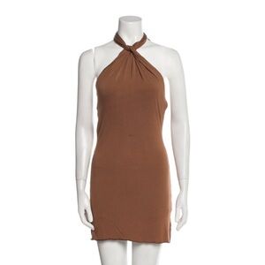 Alice and Olivia brown halter mini dress